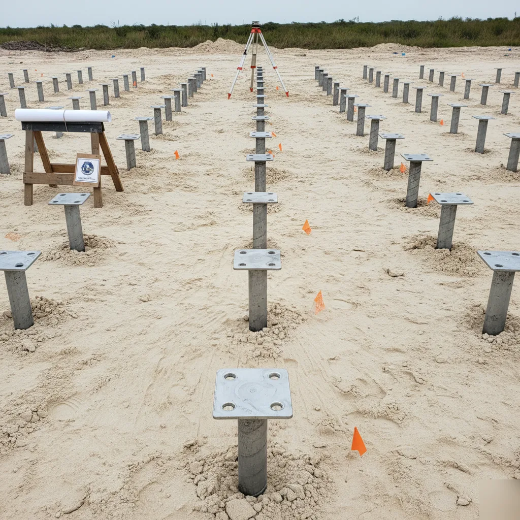 Completed pier brackets in place across an open foundation footprint before the concrete pour in Azalea Park, FL