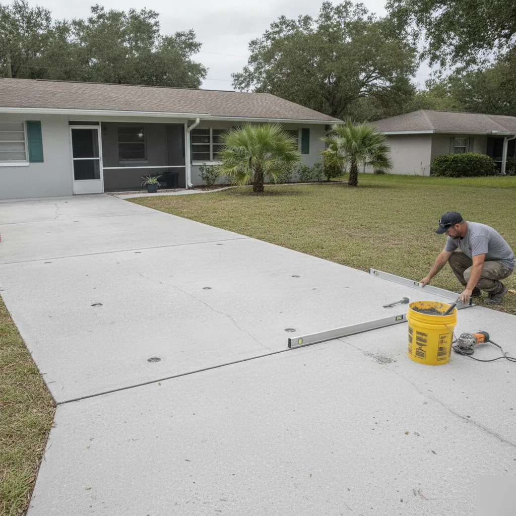 A stabilized concrete slab with a level surface after soil stabilization in Azalea Park, FL